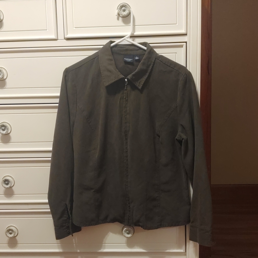 Women's size large zip-up Green jacket